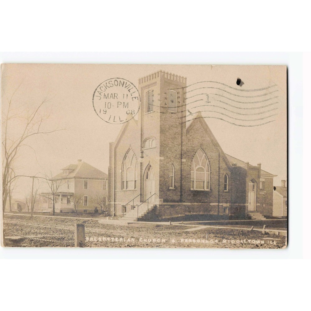 RPPC 1908 Presbyterian Church Parsonage Middletown Illinois IL Logan County